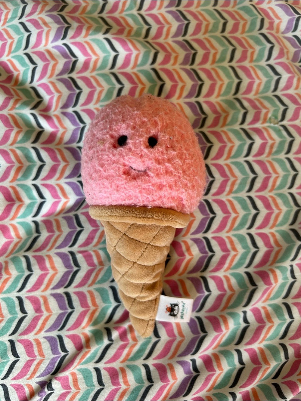 Irresistible Ice Cream Strawberry Cone Jelly Cat Plush Stuffed Pink Summer